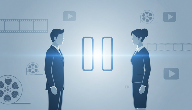 Conceptual illustration of a business merger pause