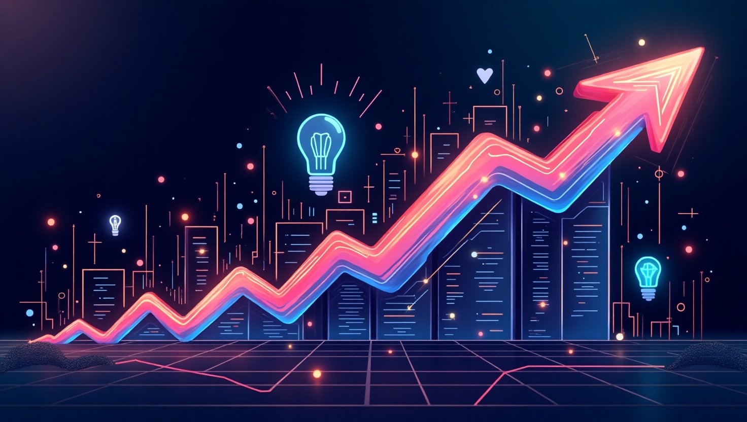Abstract representation of increasing valuations in AI startups