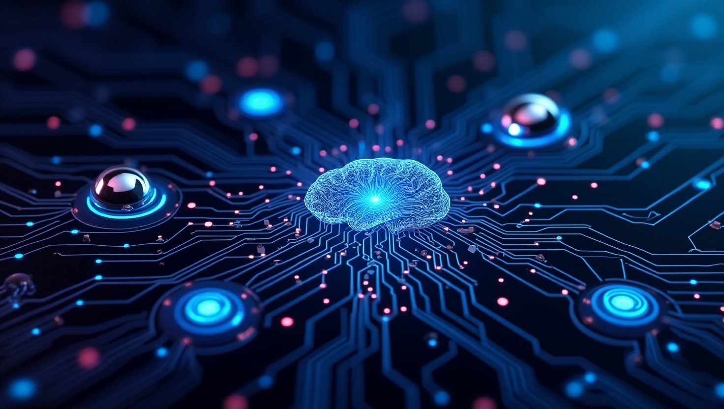 Futuristic abstract design illustrating innovations in AI