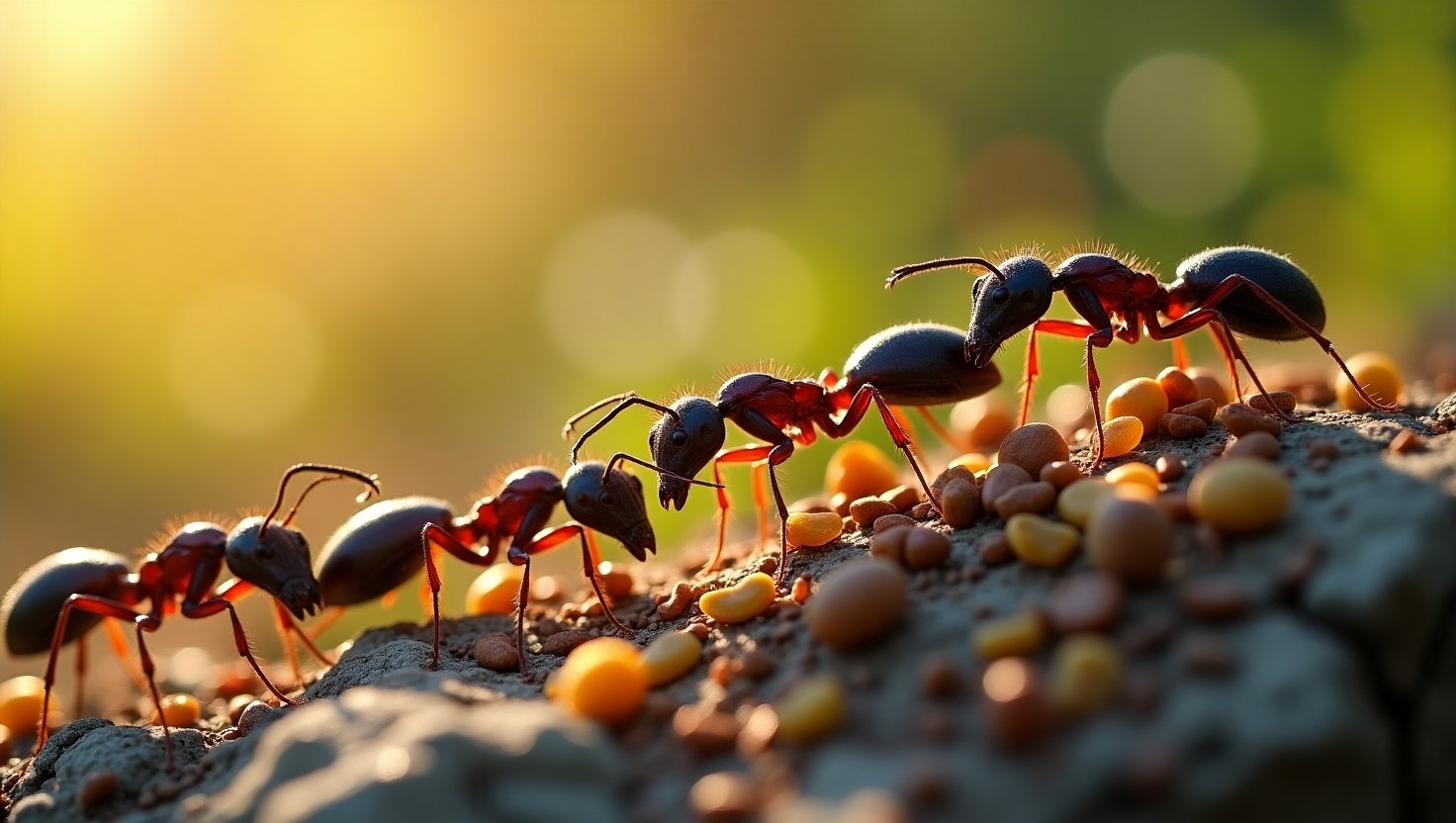 Ants working together