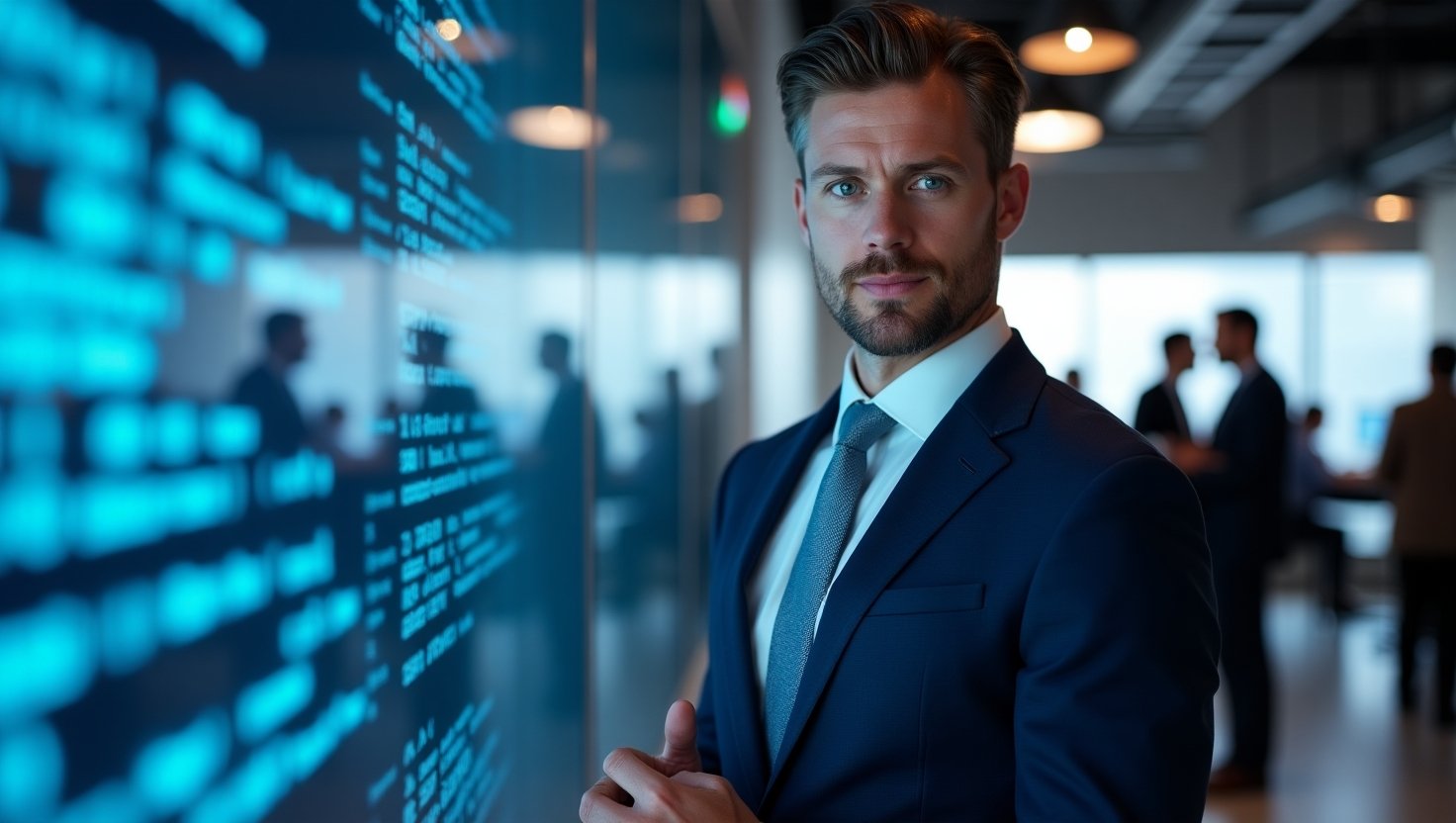 A visual representation of Ethan Thornton, CEO of Mach Industries, embodying a visionary leader in AI and defense technology.