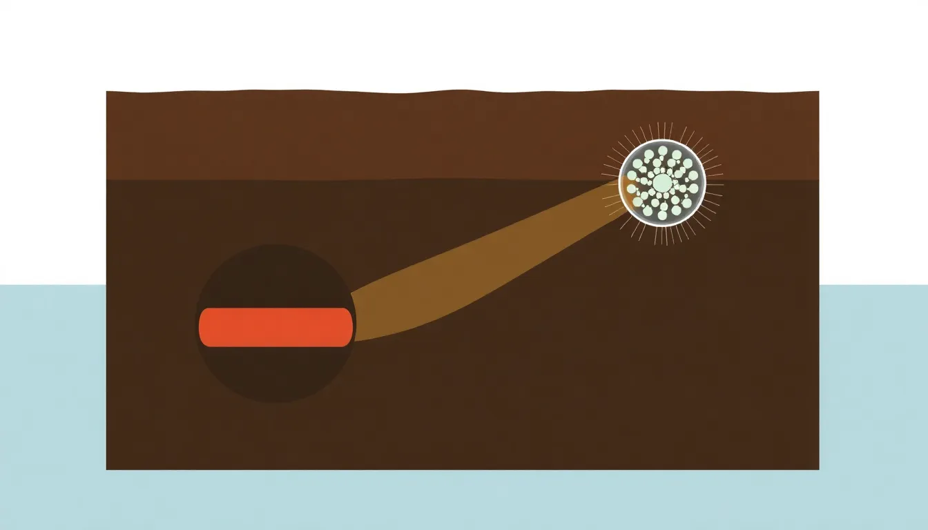 Minimal abstract rendering of underground imaging with a glass cell emitting signals