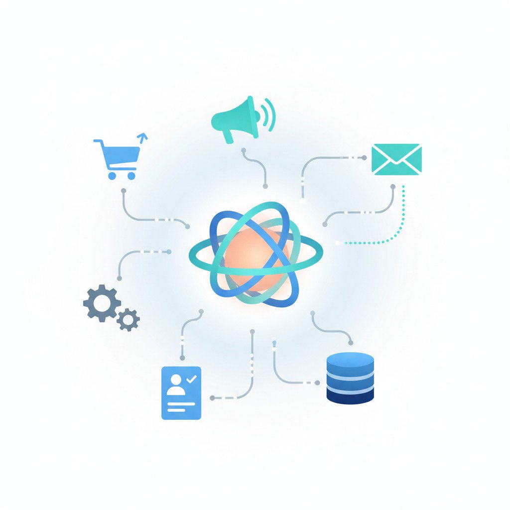 Abstract AI agent interacting with enterprise systems