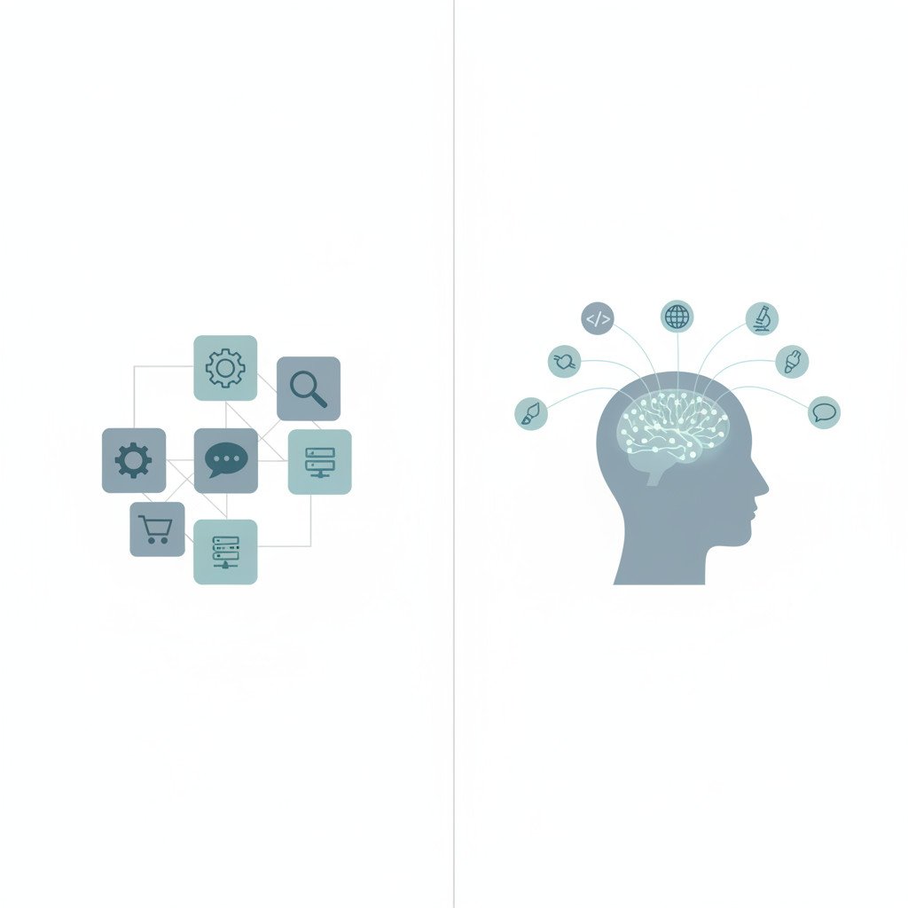 Conceptual illustration of AGI and AI