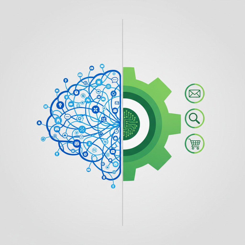 AGI vs AI symbolic illustration