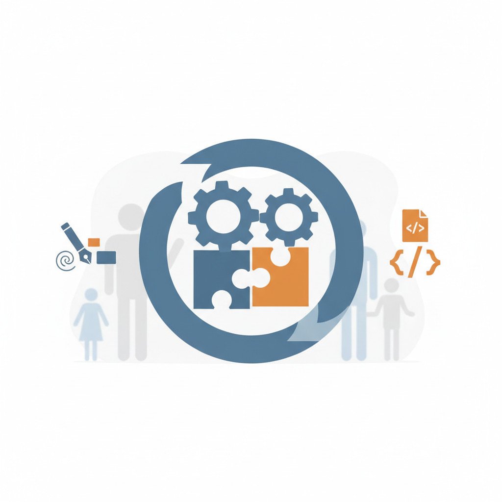 Workflow integration gears and puzzle pieces