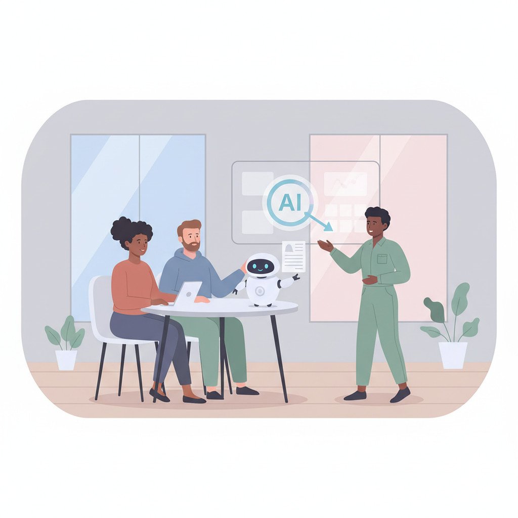 AI automation interacting with diverse employees