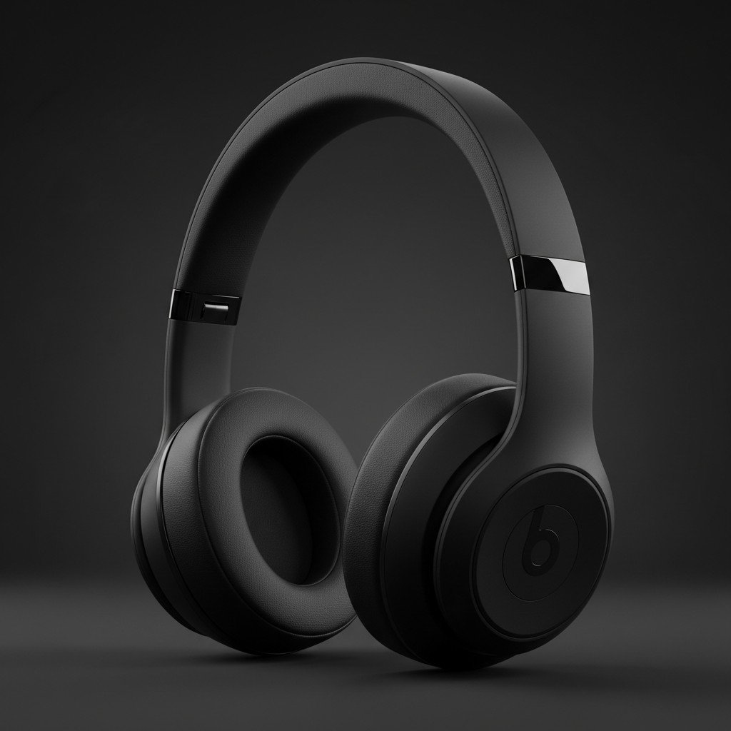 Artistic close-up of black Beats Studio Pro style headphones