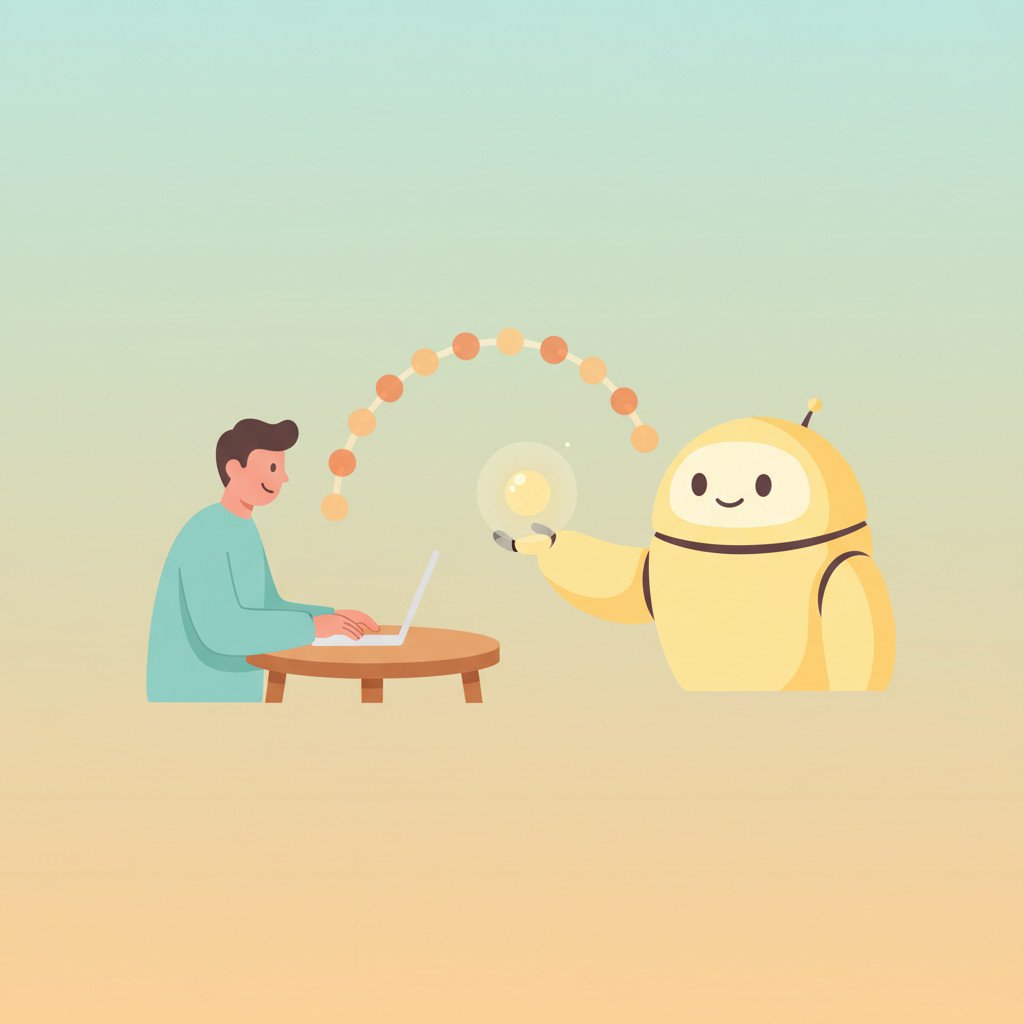 Polite AI interaction illustration