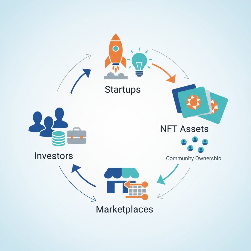 Startup NFT ecosystem visual
