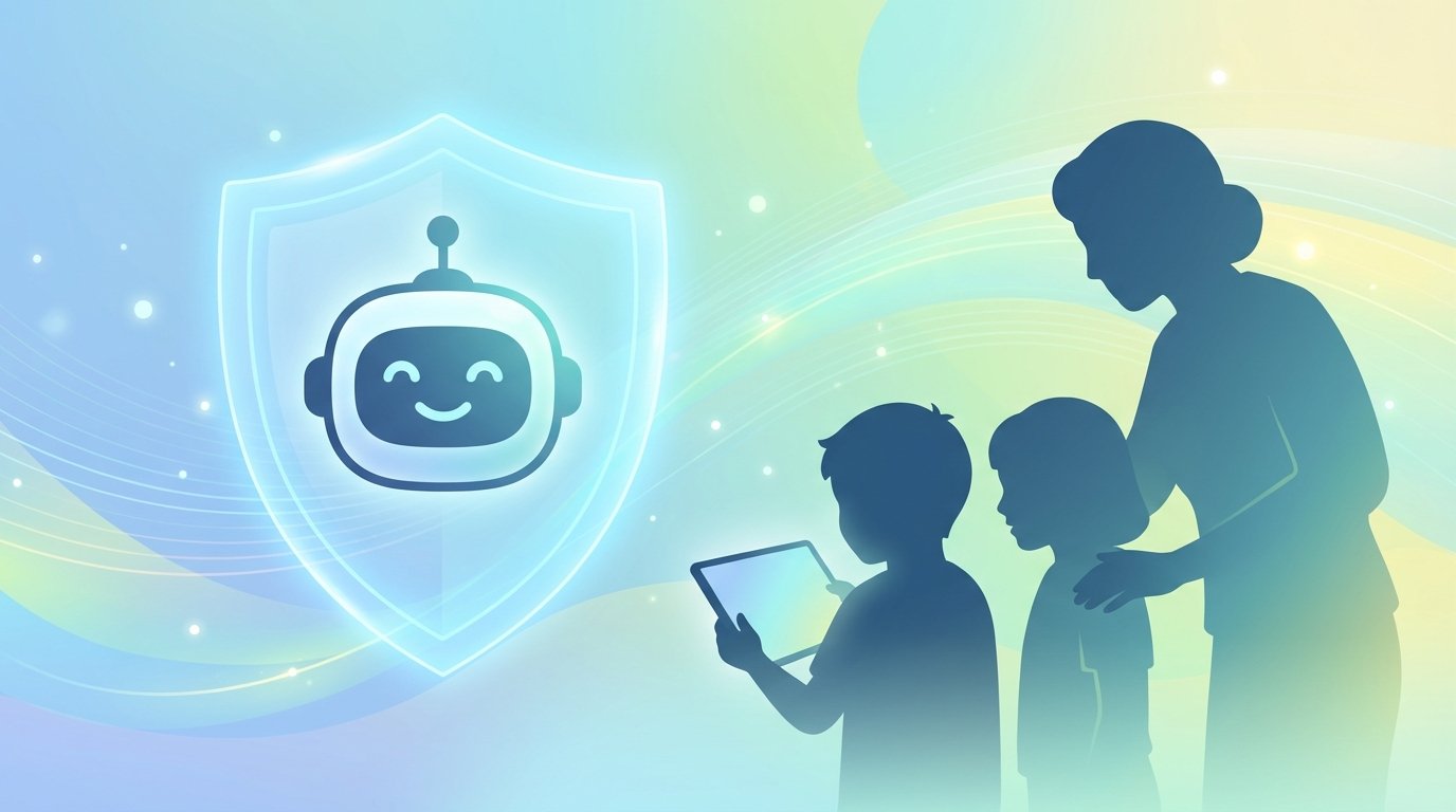 A symbolic representation of AI chatbot safety for children.