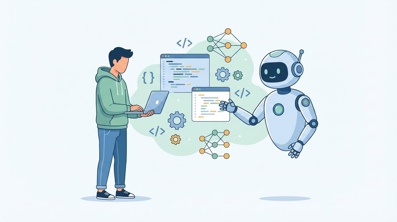 Human and AI collaborating to produce code