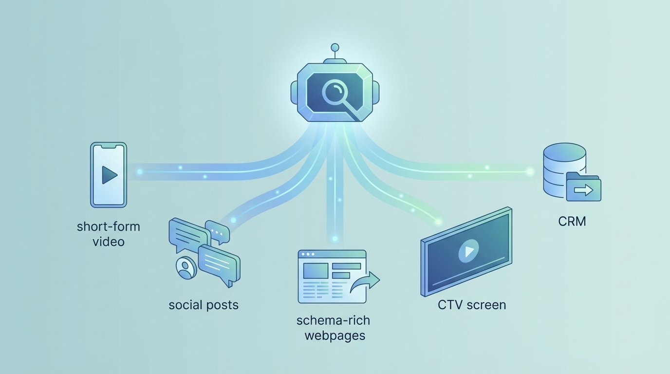 AI discovery mechanisms connecting video, social, webpages, CTV and CRM