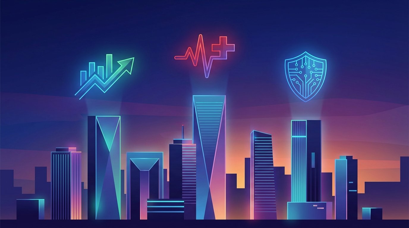 Image representing the convergence of fintech, healthtech, and security sectors