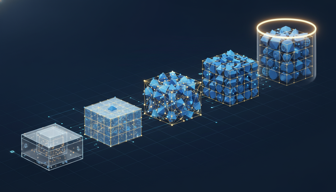 Visualizing the growth of artificial intelligence reliability through five levels of complexity ending in a secure high confidence structure