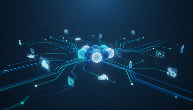 Autonomous AI agents connecting and automating multiple SaaS components to transform workflows