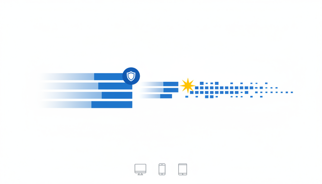 A visual timeline showing the change in browser update frequency from four weeks to two weeks
