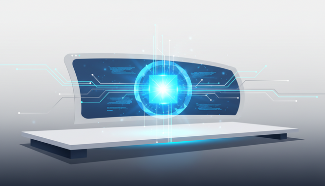 A minimalist and professional digital illustration of an autonomous AI agent working within a software development environment