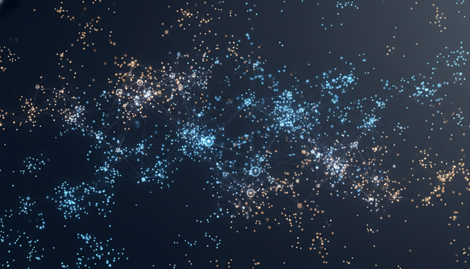 Abstract visualization of digital connection showing interconnected glowing nodes representing niche communities