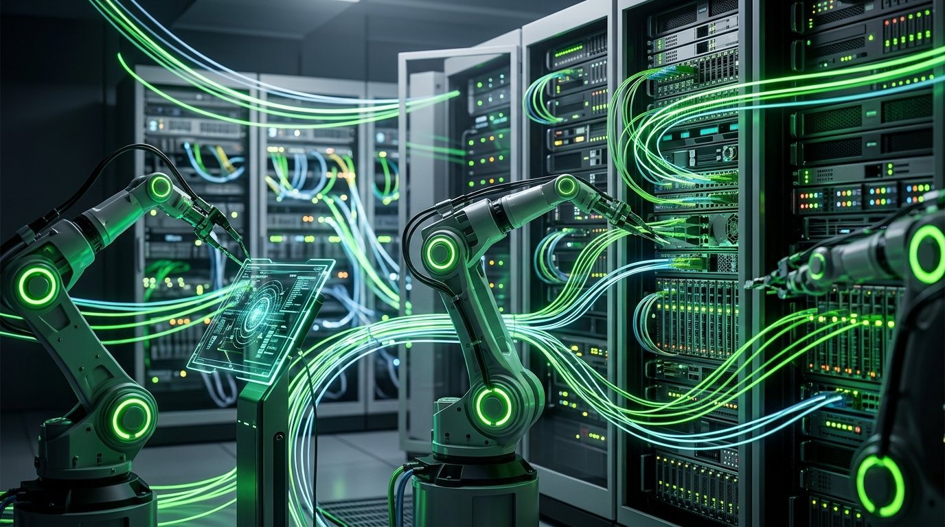 A glowing server room representing autonomous deployment and real-time debugging powered by agentic ai tools.