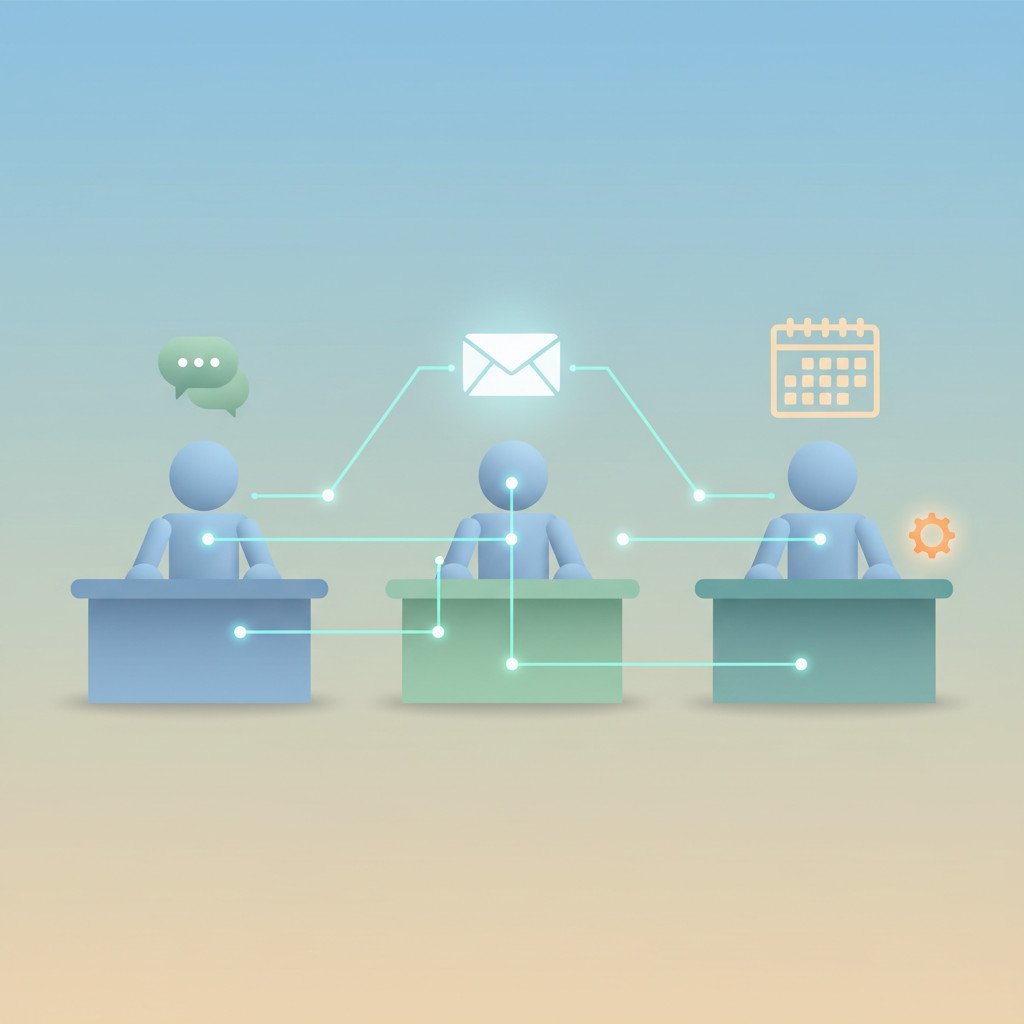 AI agents office illustration
