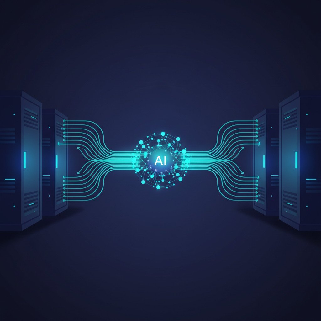 AI-enhanced data centre routing illustration