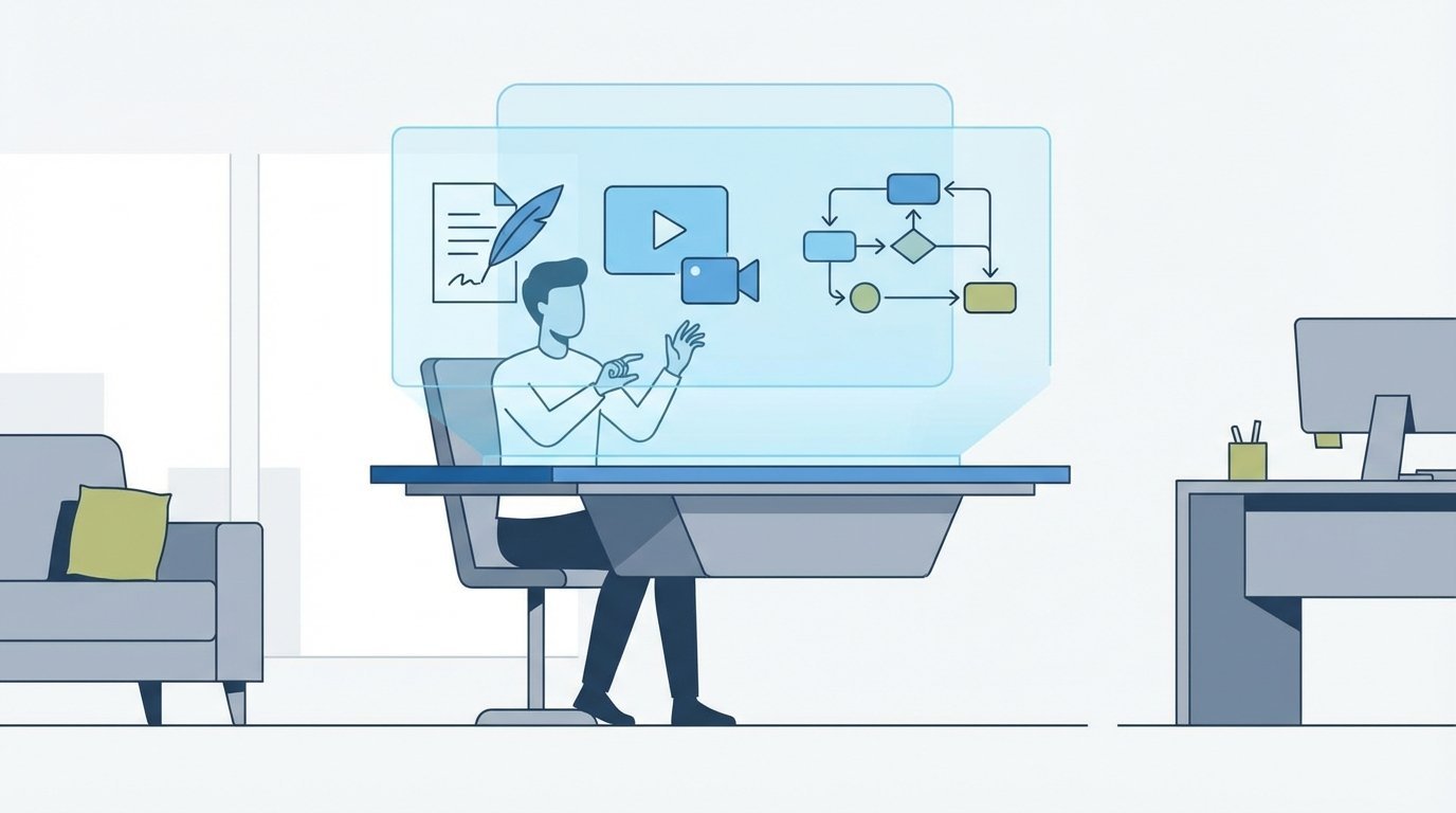 An entrepreneur using AI tools to boost productivity and cut costs.
