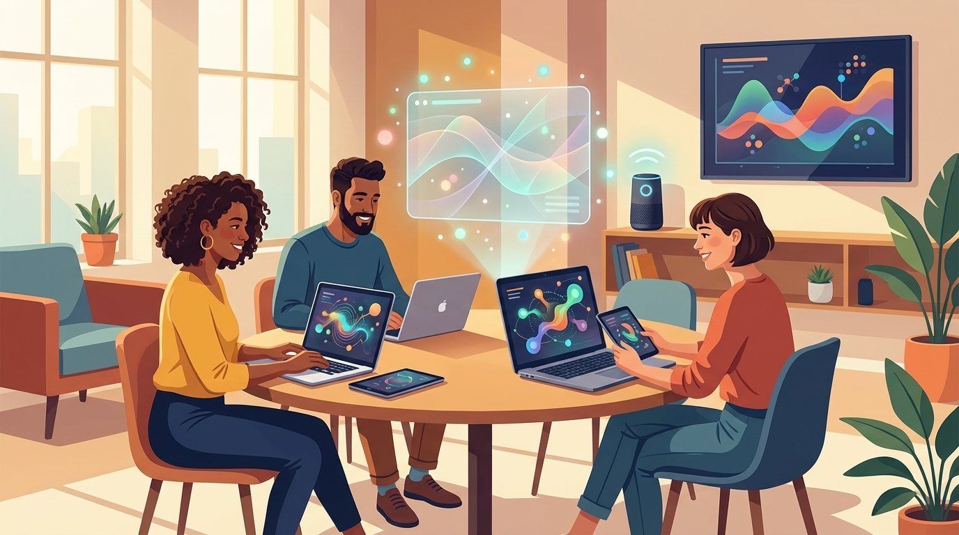 Modern workspace with AI collaboration