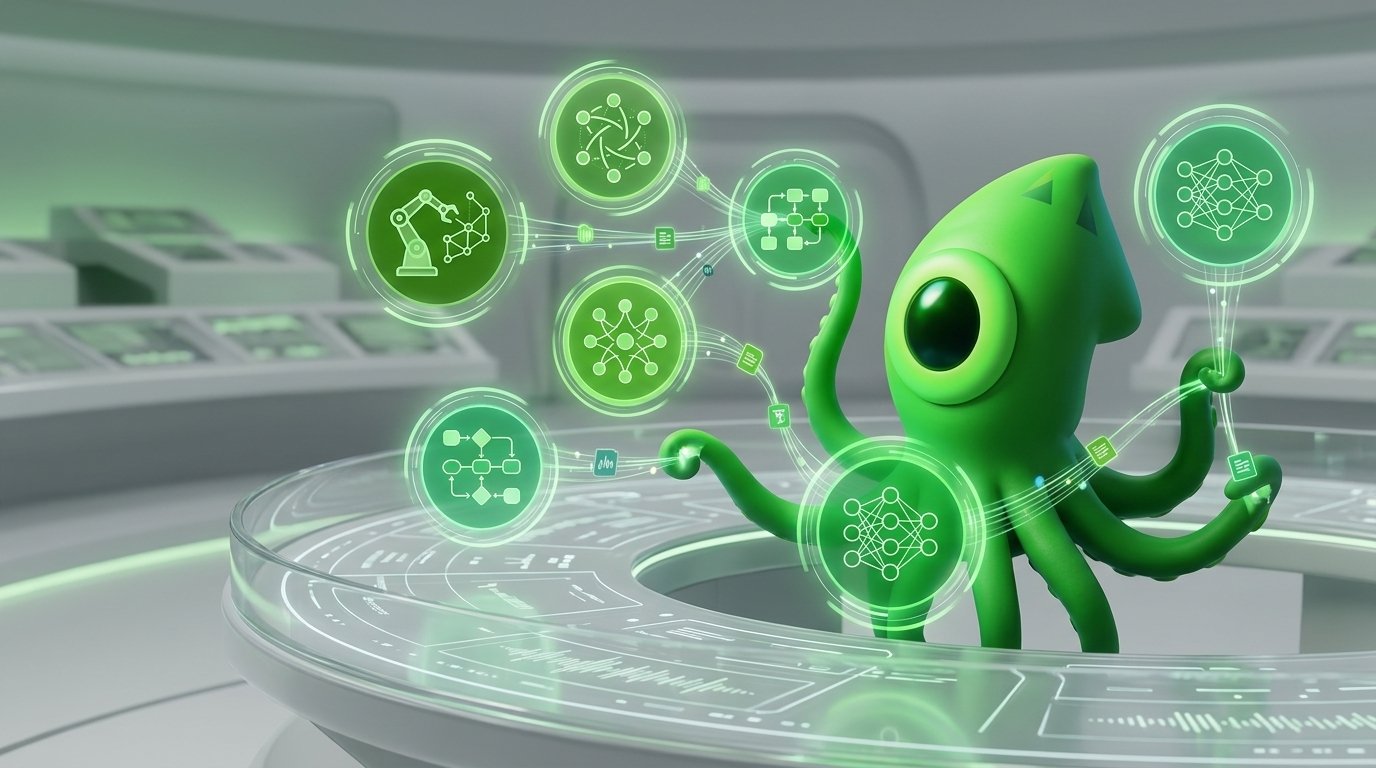 A futuristic dashboard showing how enterprise agentic ai tools flow data securely through a natural-language interface.
